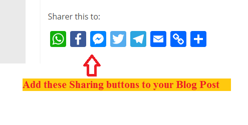 social share buttons below the blog post