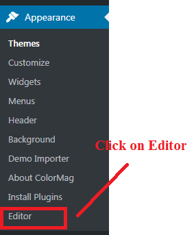 Appearance  Editor Menu to edit the WP files