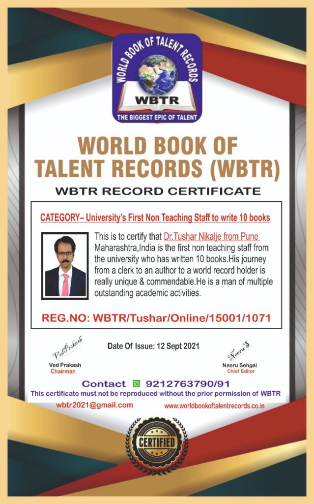 Dr. Tushar Nikalje holds World Book of Talent Records