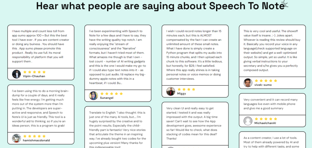 Speech to Note - Reviews